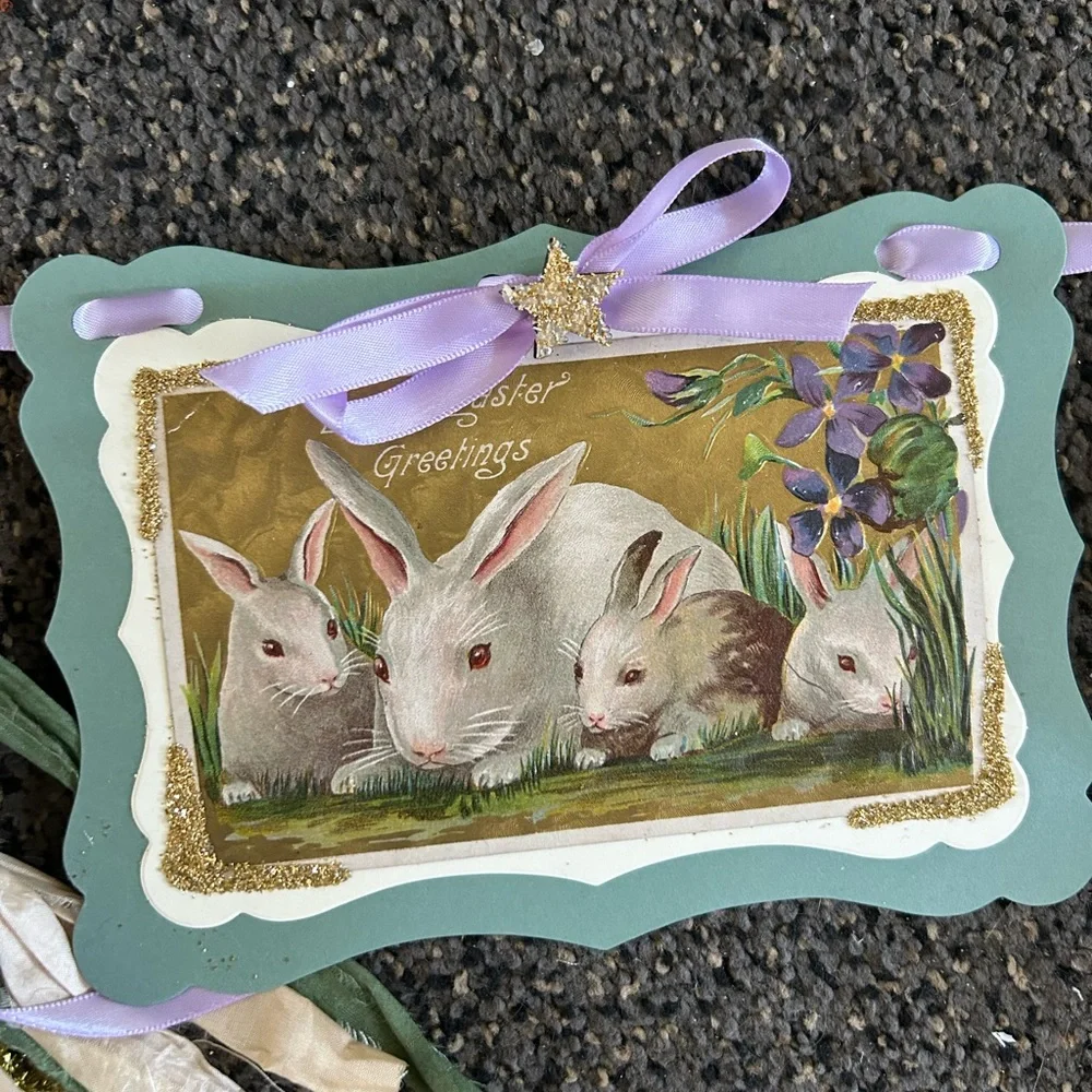 Easter postcard 1900’s vintage repurposed Holiday garland